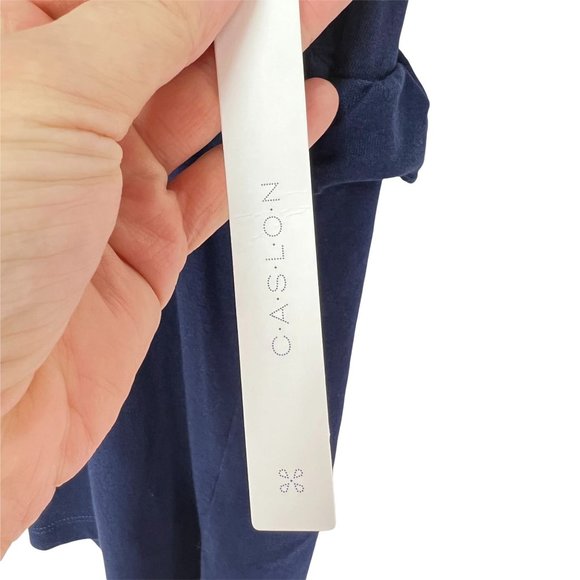 NWT Caslon 100% Cotton Flutter Sleeve Button Up Navy Blouse Top Women's Size XXL - Picture 8 of 11